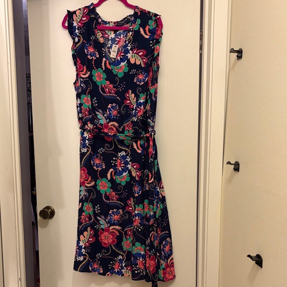 NWT-Talbots Navy Floral Midi Dress